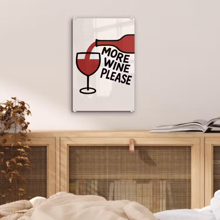 Glas schilderij - Wijnfles - Quote - Rood - Glas — 5
