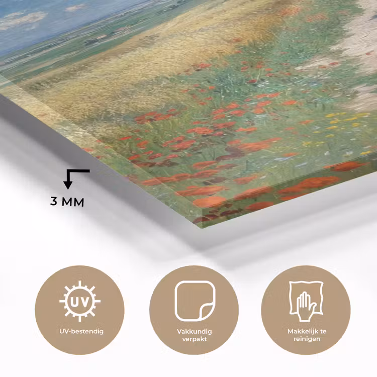 Glas schilderij - Zandpad - Huis - Bomen - Grasveld — 3