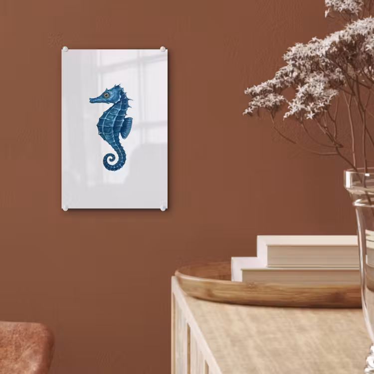 Glas schilderij - Zeepaardje - Staart - Blauw — 6