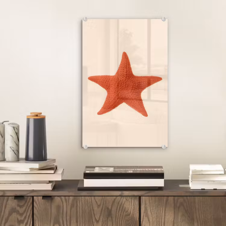 Glas schilderij - Zeester - Bobbels - Rood — 2