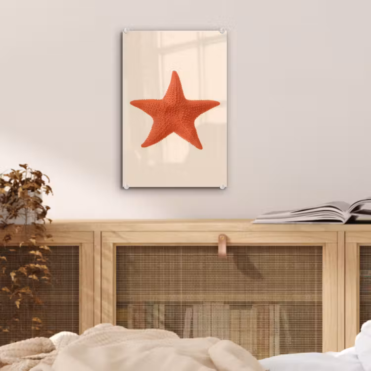 Glas schilderij - Zeester - Bobbels - Rood — 5