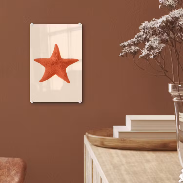 Glas schilderij - Zeester - Bobbels - Rood — 6