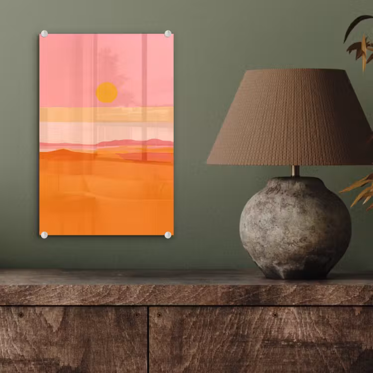 Glas schilderij - Zon - Abstract - Landschap - Oranje — 4