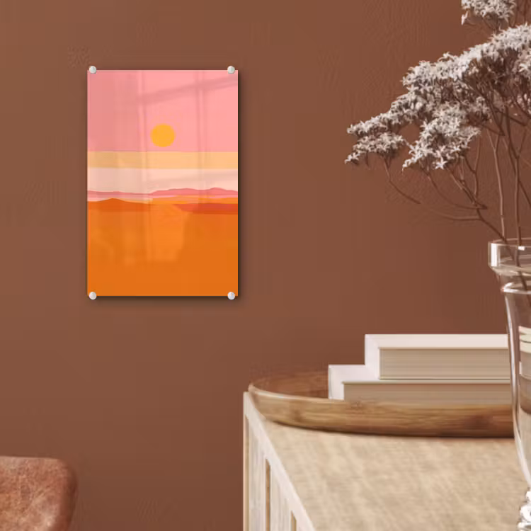 Glas schilderij - Zon - Abstract - Landschap - Oranje — 6