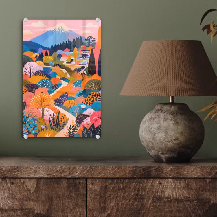 Glas schilderij - Witte bergtop - Modern - Kleurrijk — 4