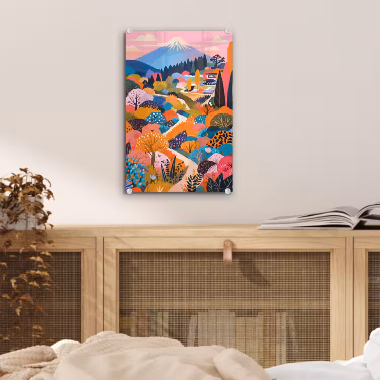 Glas schilderij - Witte bergtop - Modern - Kleurrijk — 5