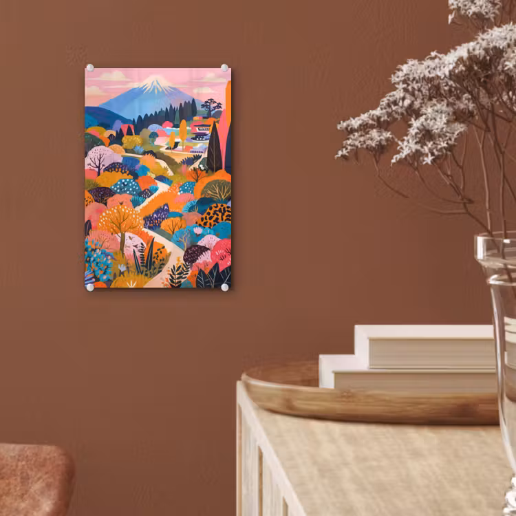 Glas schilderij - Witte bergtop - Modern - Kleurrijk — 6
