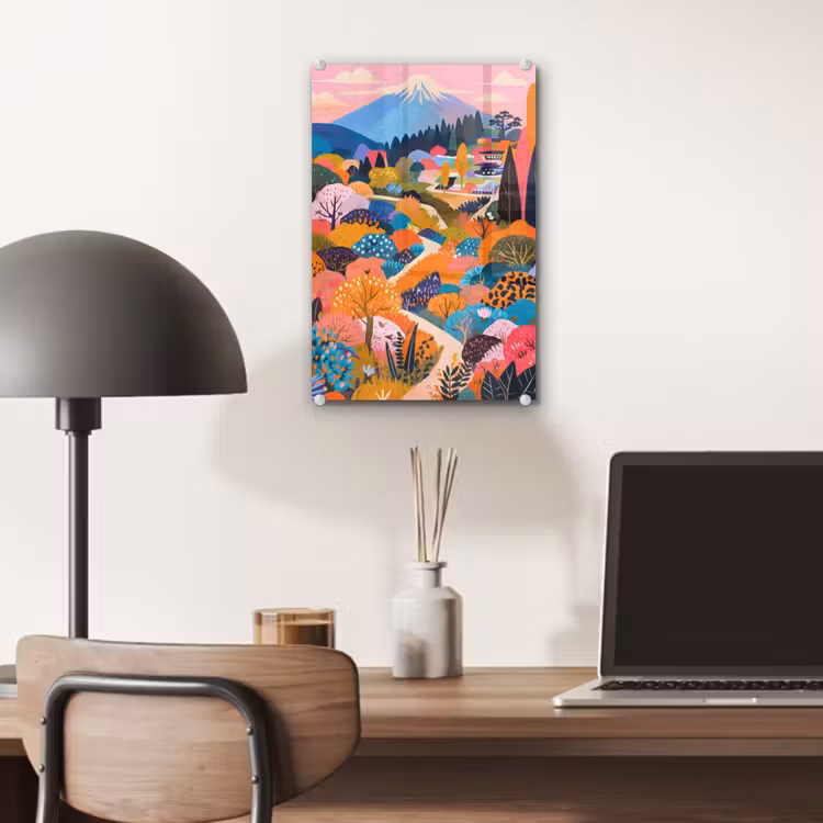 Glas schilderij - Witte bergtop - Modern - Kleurrijk — 7
