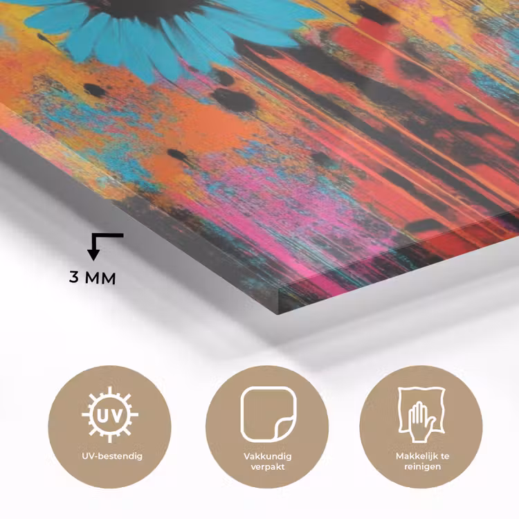 Glas schilderij - Zonnebloemen - Abstract - Oranje — 3