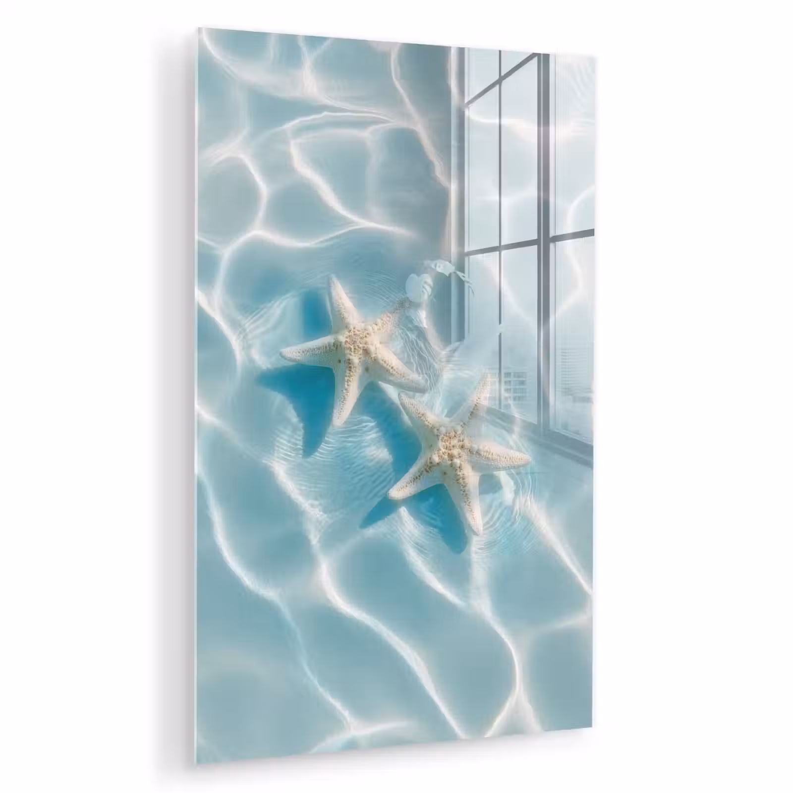 Glas schilderij - Zeesterren - Golvend water - Rustgevend — 1
