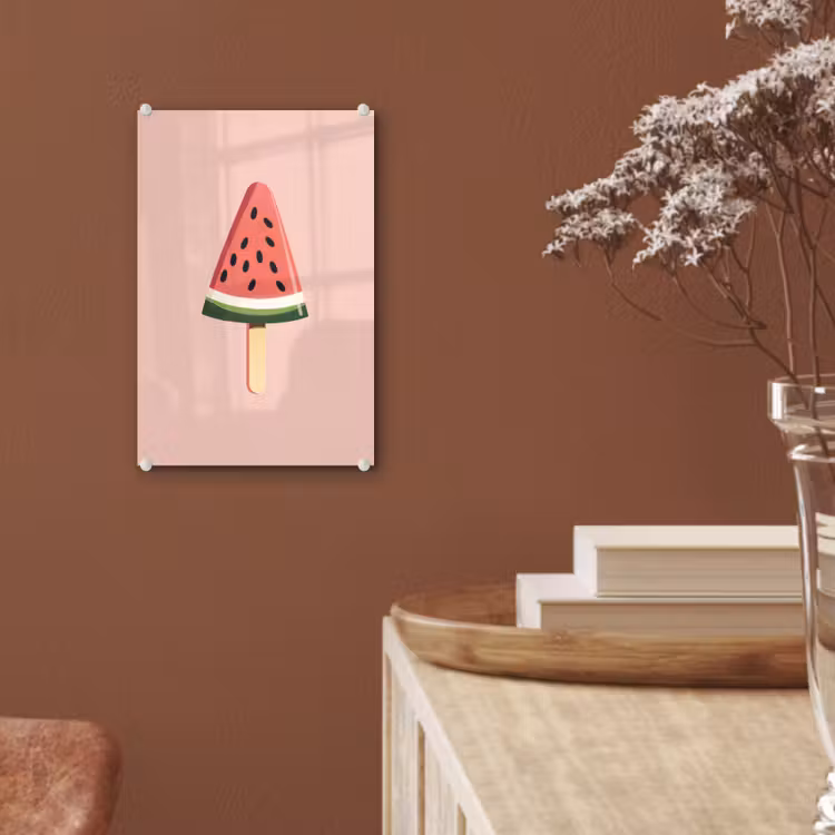 Glas schilderij - Watermeloen - Ijsje - Pitjes - Rood — 6