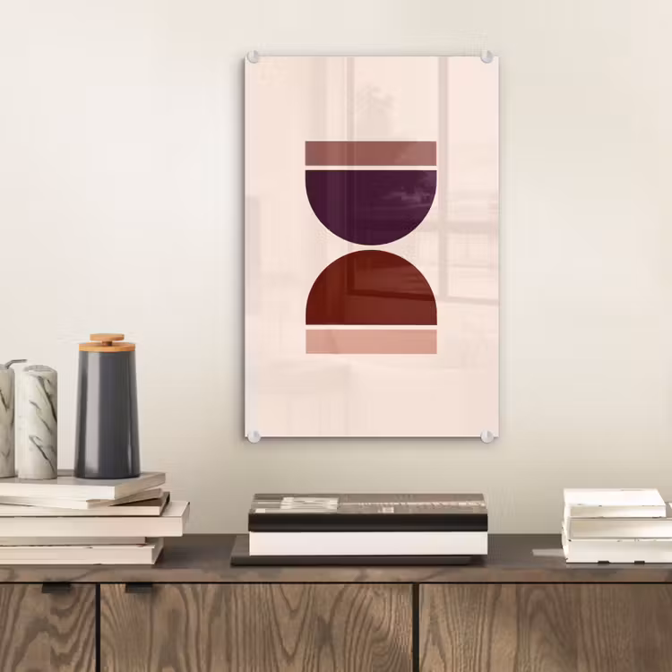 Glas schilderij - Zandloper - Symmetrisch - Rood - Paars — 2