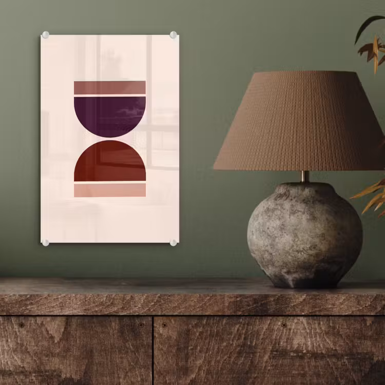 Glas schilderij - Zandloper - Symmetrisch - Rood - Paars — 4
