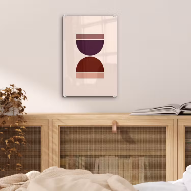 Glas schilderij - Zandloper - Symmetrisch - Rood - Paars — 5