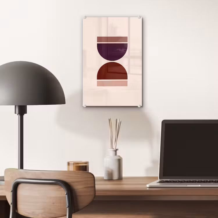 Glas schilderij - Zandloper - Symmetrisch - Rood - Paars — 7