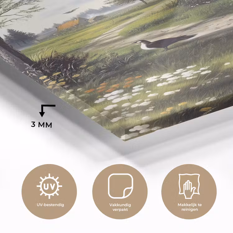 Glas schilderij - Zandpad - Groen landschap - Water — 3