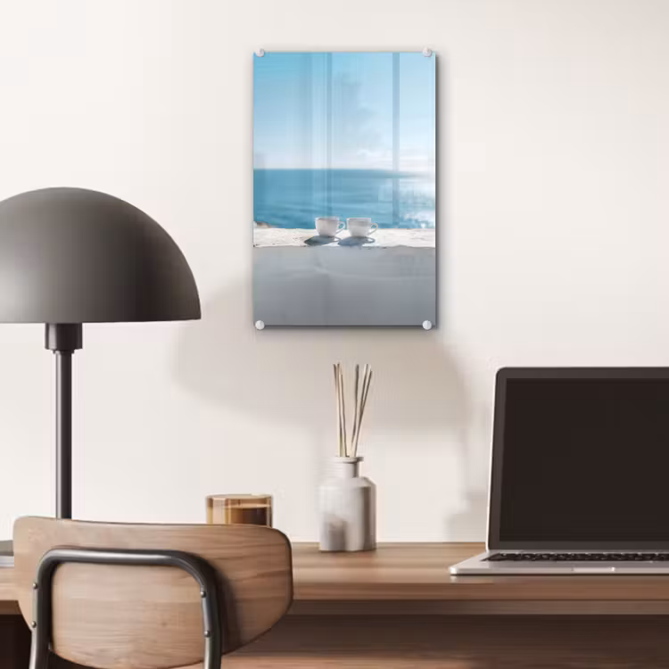 Glas schilderij - Zee - Koffiekopjes - Zomers — 7