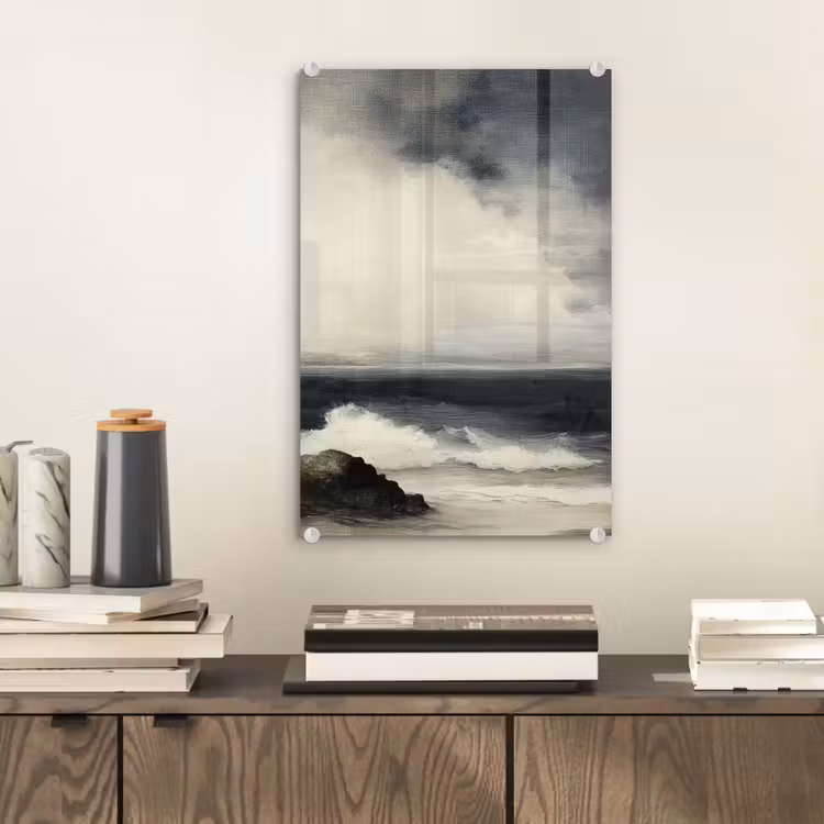 Glas schilderij - Zee - Rotsen - Storm — 2