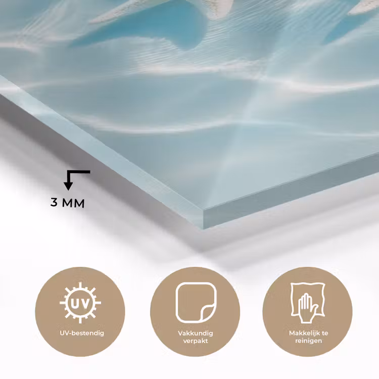 Glas schilderij - Zeesterren - Golvend water - Rustgevend — 3