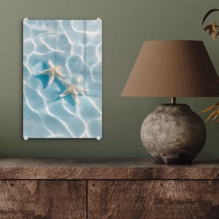 Glas schilderij - Zeesterren - Golvend water - Rustgevend — 4