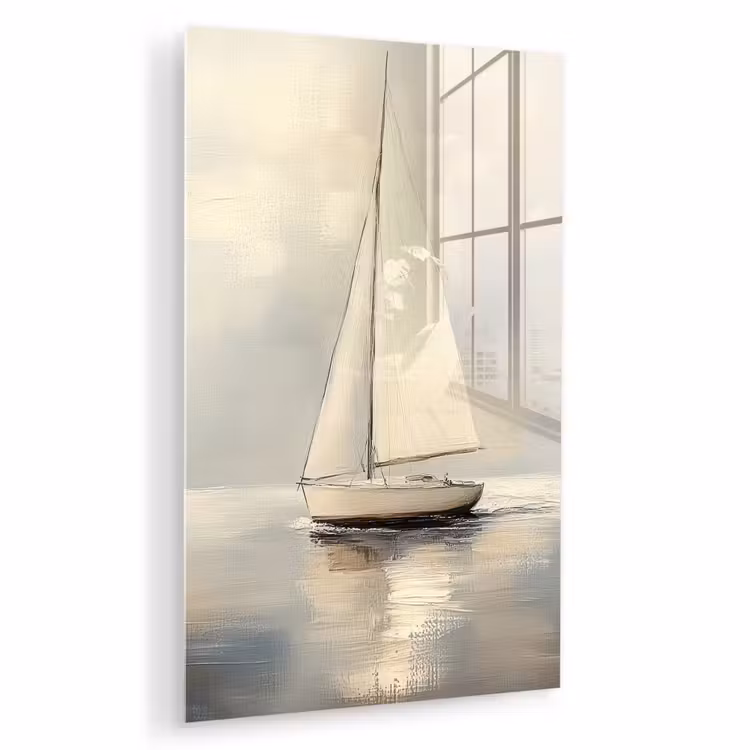Glas schilderij - Zeilschip - Zee - Bewolkt — 1