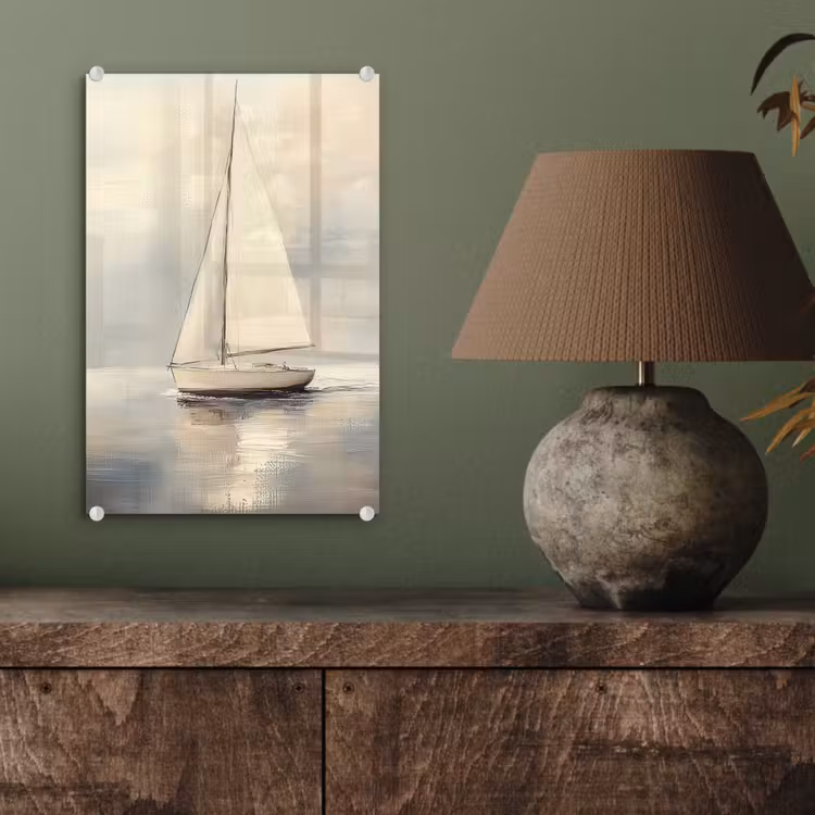 Glas schilderij - Zeilschip - Zee - Bewolkt — 4