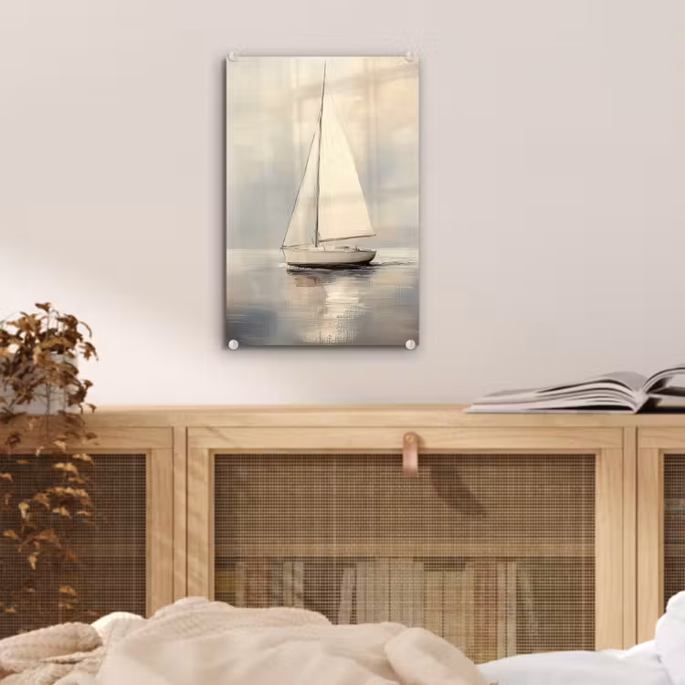 Glas schilderij - Zeilschip - Zee - Bewolkt — 5