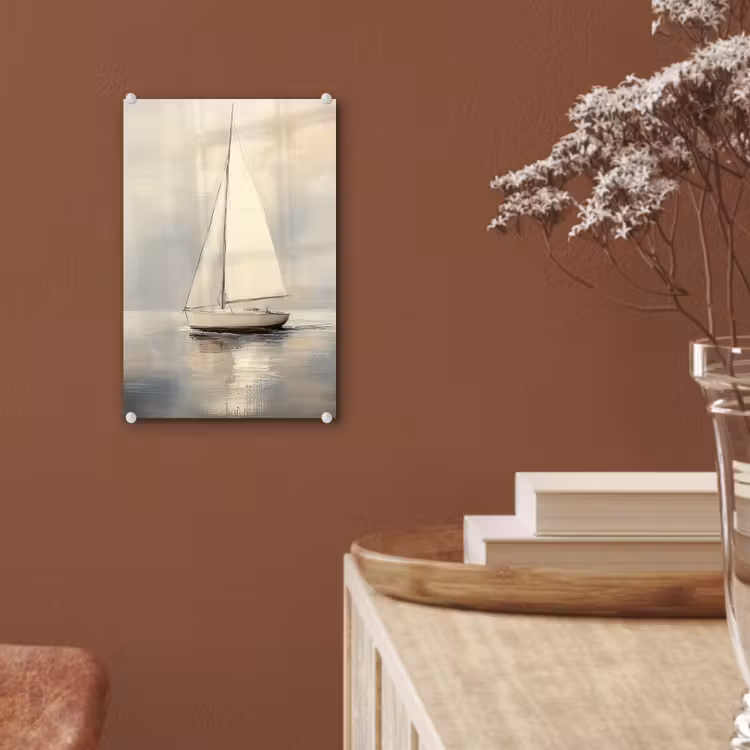 Glas schilderij - Zeilschip - Zee - Bewolkt — 6