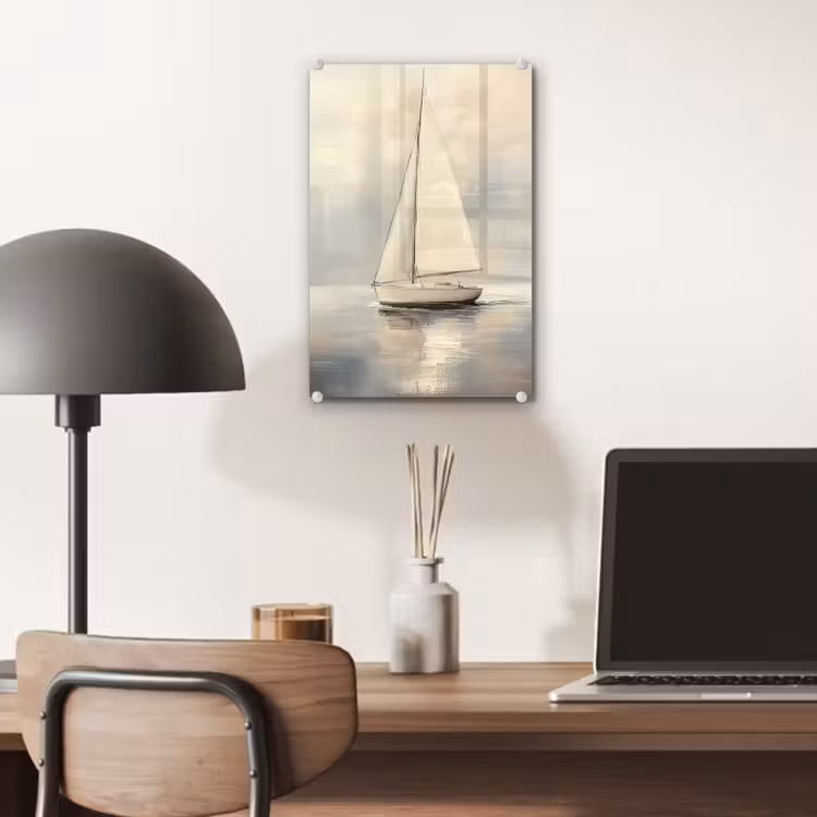 Glas schilderij - Zeilschip - Zee - Bewolkt — 7