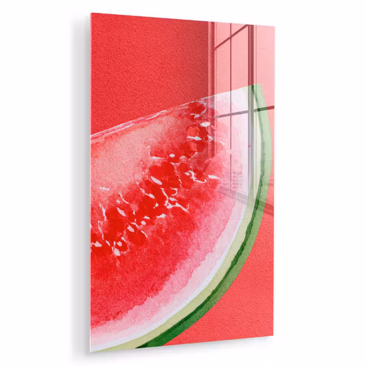 Glas schilderij - Watermeloen - Rood - Zomers — 1
