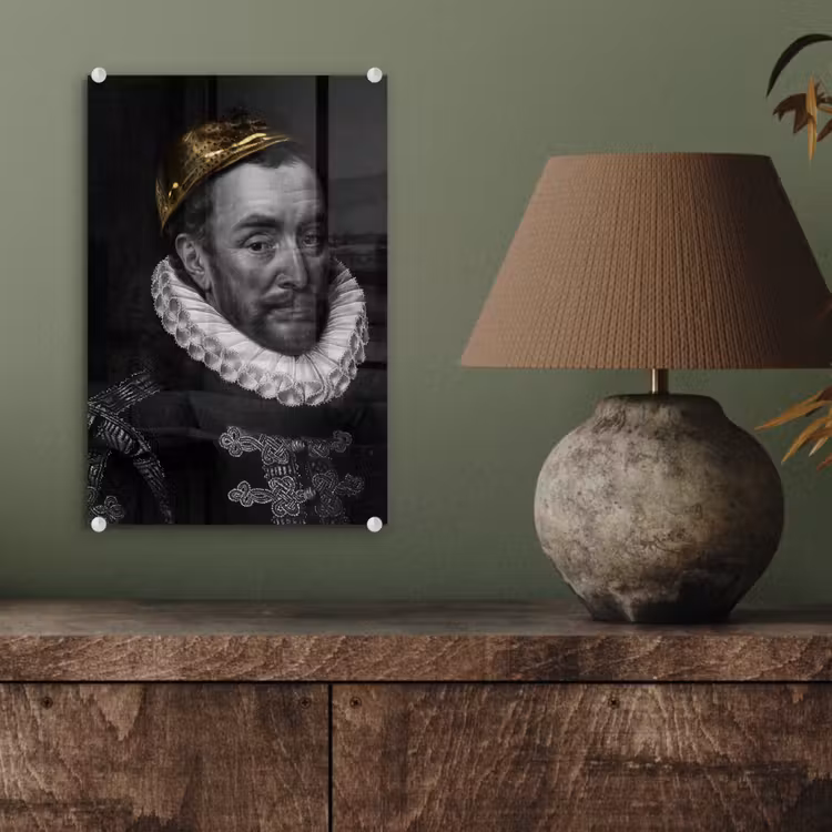 Glas schilderij - Willem van Oranje - Adriaen Thomasz - Goud — 3