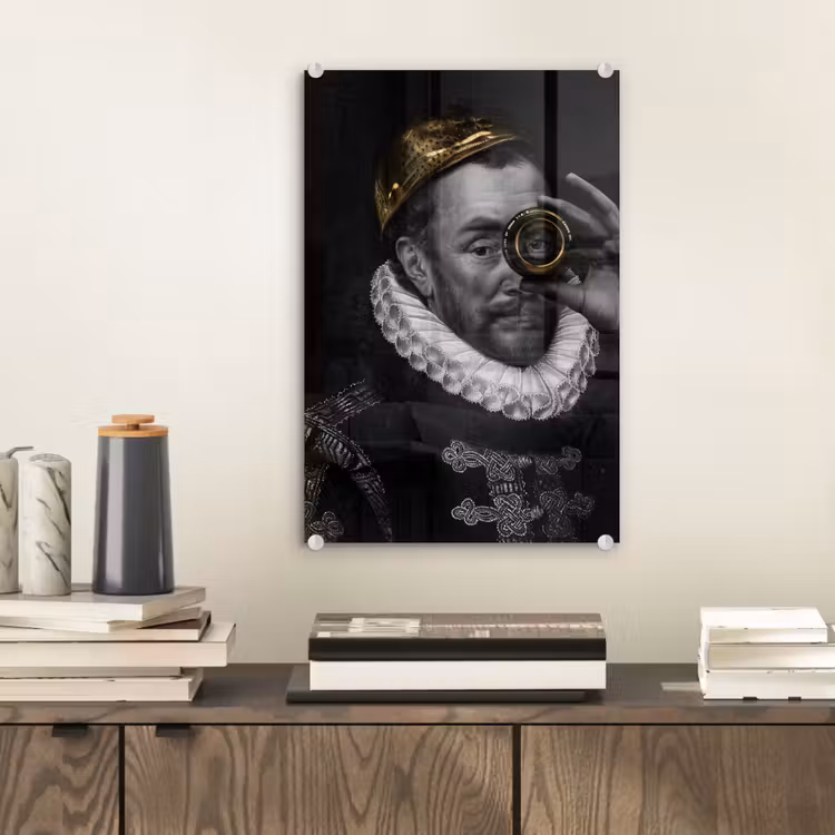 Glas schilderij - Willem van Oranje - Adriaen Thomasz - Goud - Lens — 1