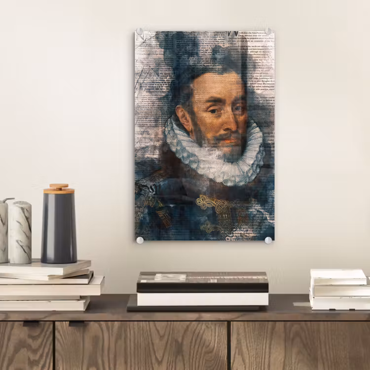 Glas schilderij - Willem van Oranje - Adriaen Thomasz - Krant — 1