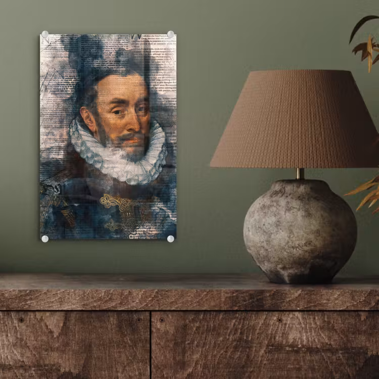 Glas schilderij - Willem van Oranje - Adriaen Thomasz - Krant — 3