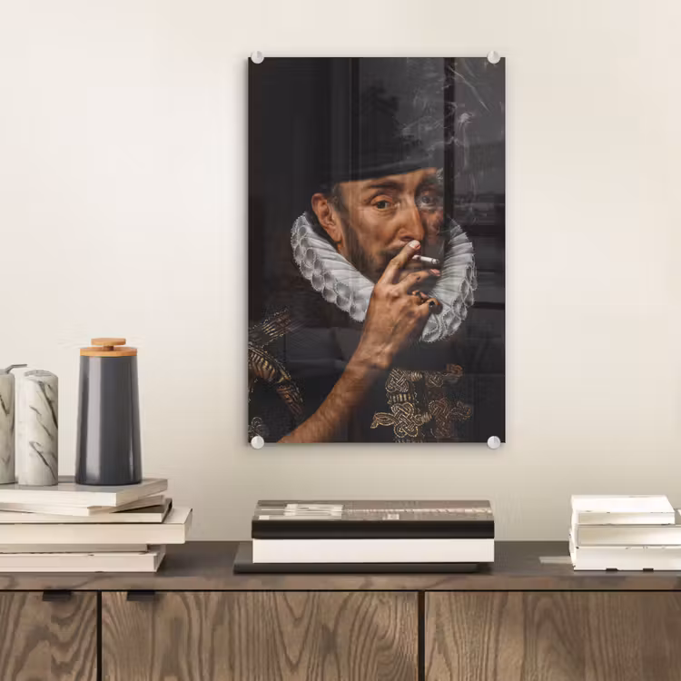 Glas schilderij - Willem van Oranje - Adriaen Thomasz - Sigaretten — 1