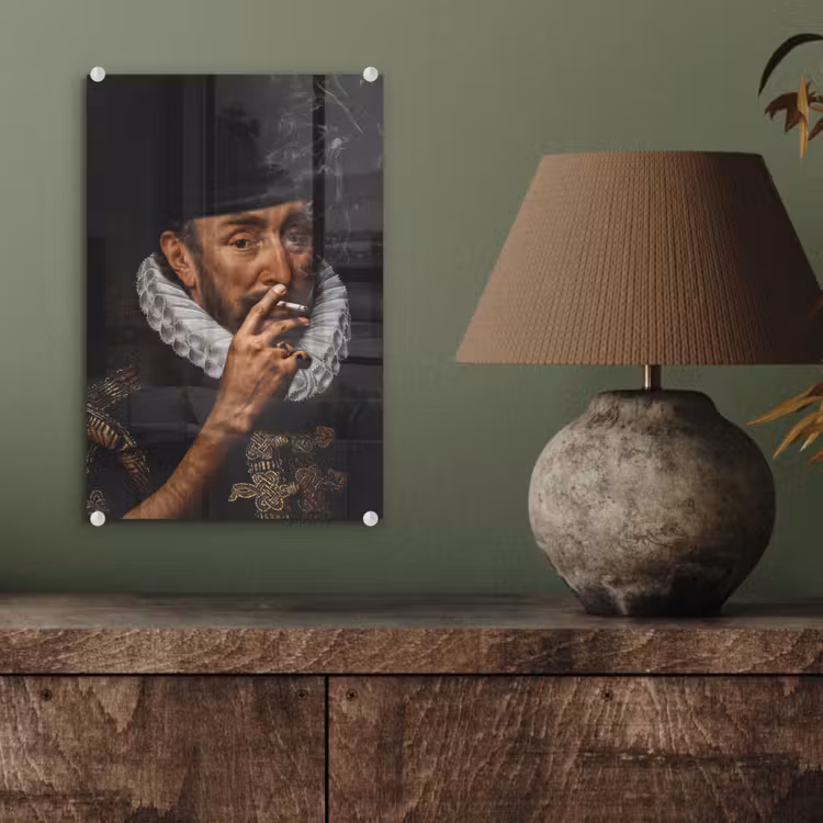Glas schilderij - Willem van Oranje - Adriaen Thomasz - Sigaretten — 3