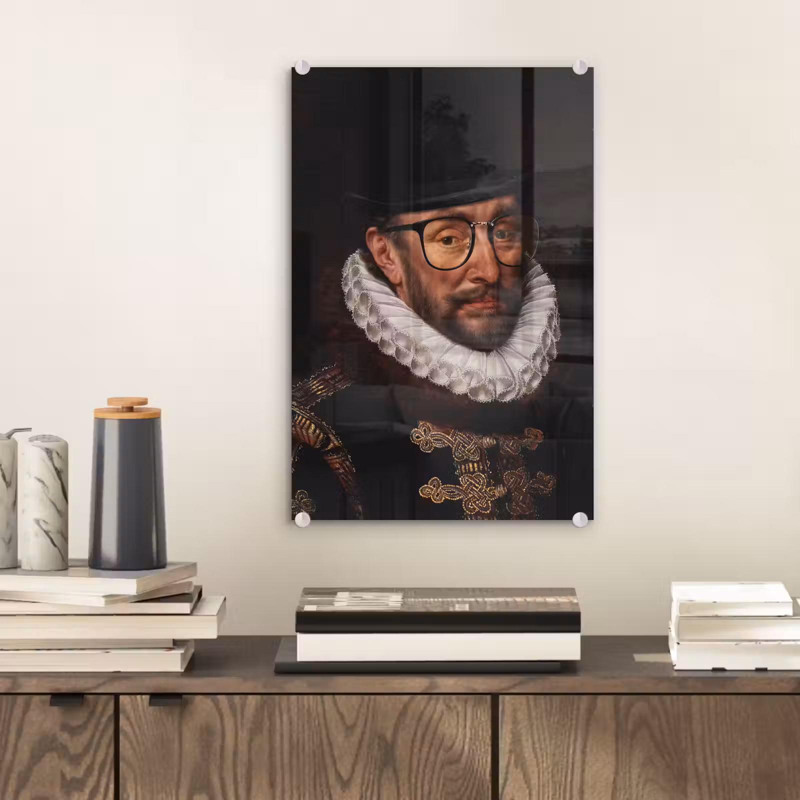Glas schilderij - Willem van Oranje - Adriaen Thomasz - Bril — 1