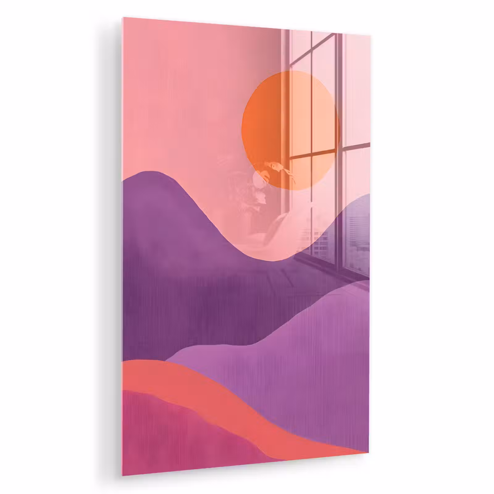 Glas schilderij - Zon - Heuvels - Paars - Abstract — 1