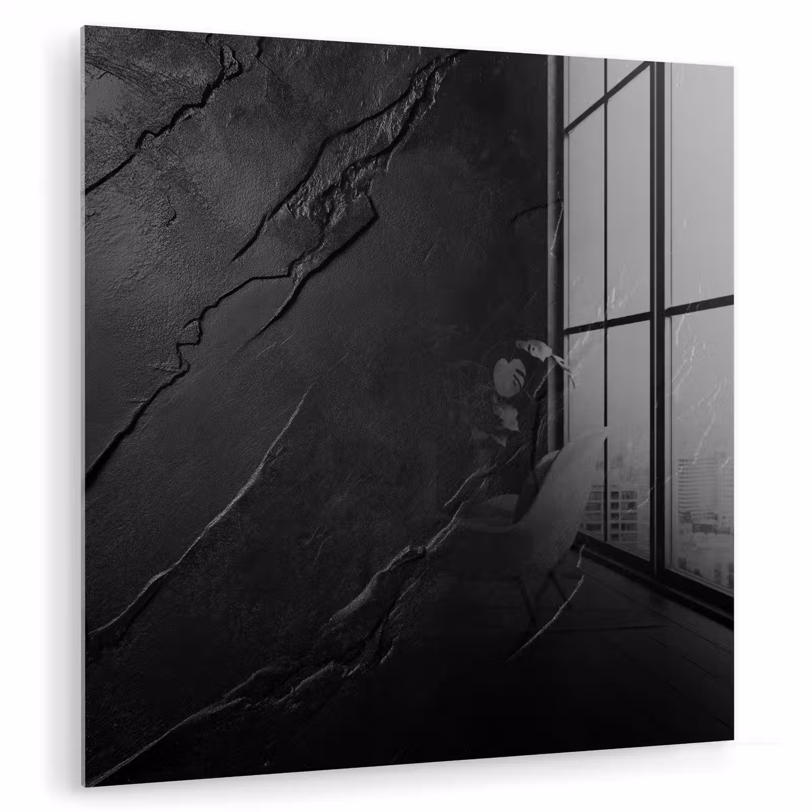 Glas schilderij - Zwart - Steen - Beton — 1