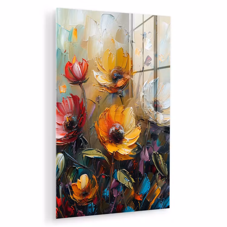 Glas schilderij - Watercolor - Bloemen - Kunst - Modern — 1