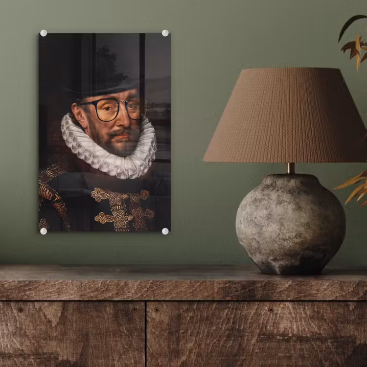 Glas schilderij - Willem van Oranje - Adriaen Thomasz - Bril — 3