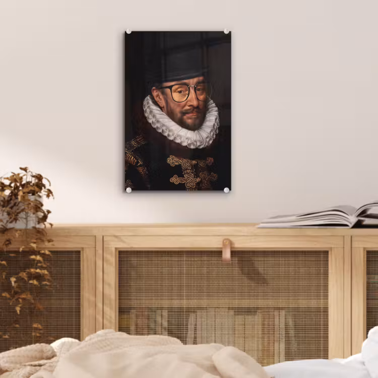 Glas schilderij - Willem van Oranje - Adriaen Thomasz - Bril — 4