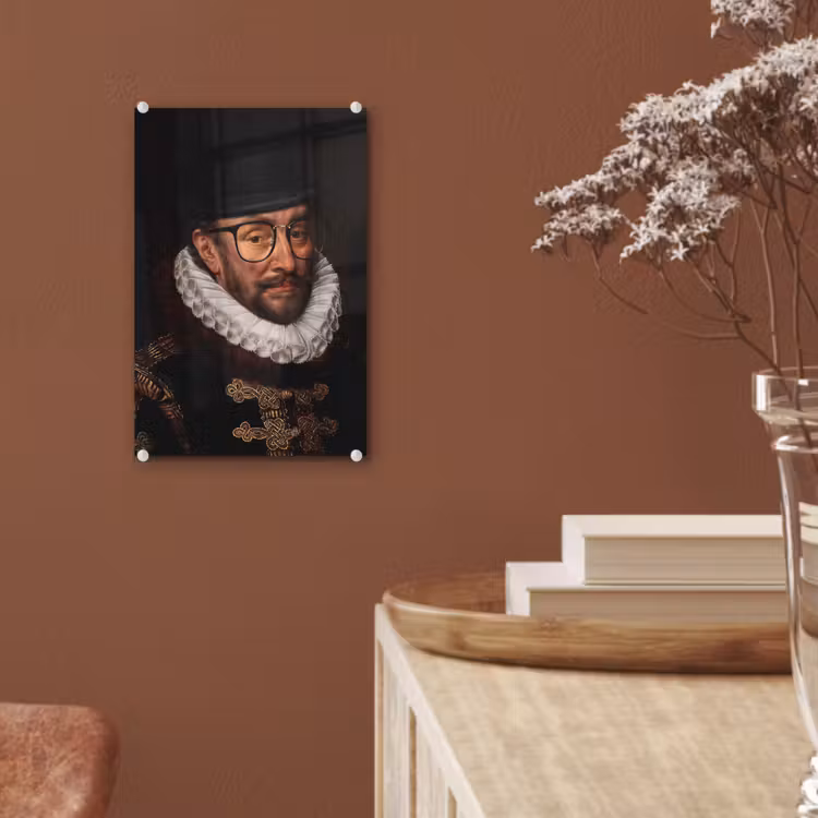 Glas schilderij - Willem van Oranje - Adriaen Thomasz - Bril — 5