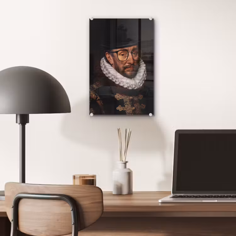 Glas schilderij - Willem van Oranje - Adriaen Thomasz - Bril — 6