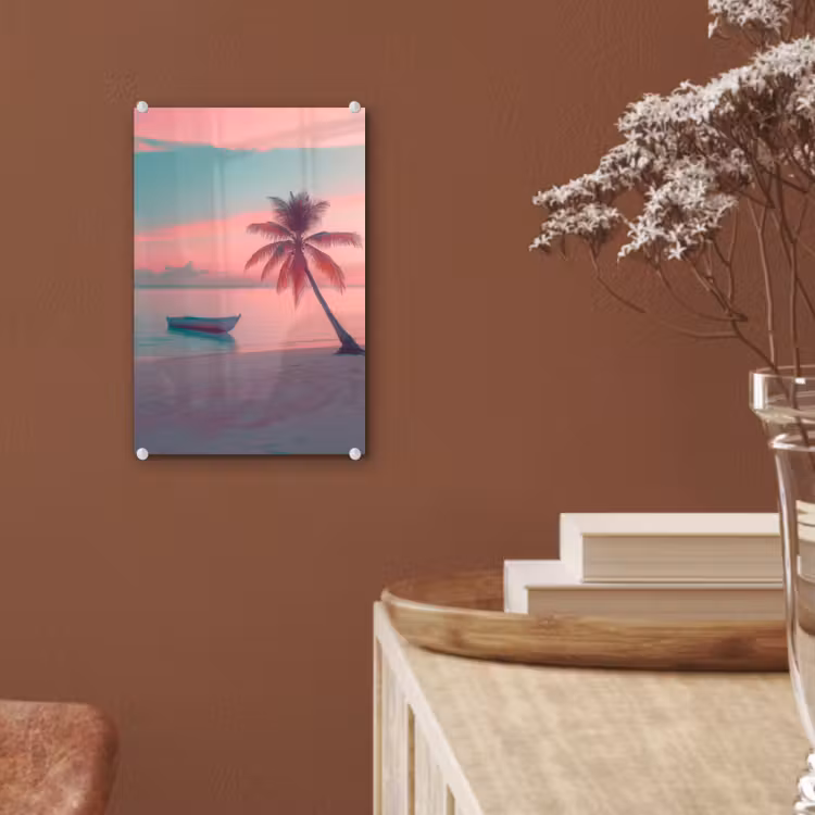 Glas schilderij - Zee - Boot - Zonsondergang — 6
