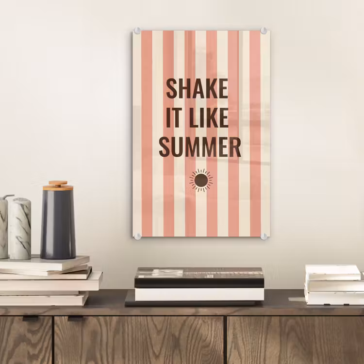 Glas schilderij - Zomer - Quote - Strepen — 2