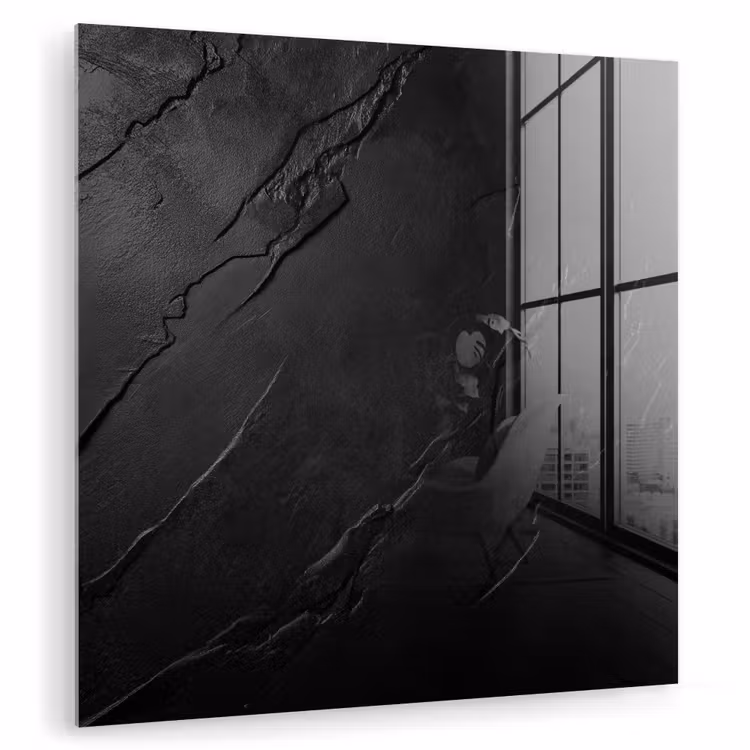 Glas schilderij - Zwart - Steen - Beton — 1