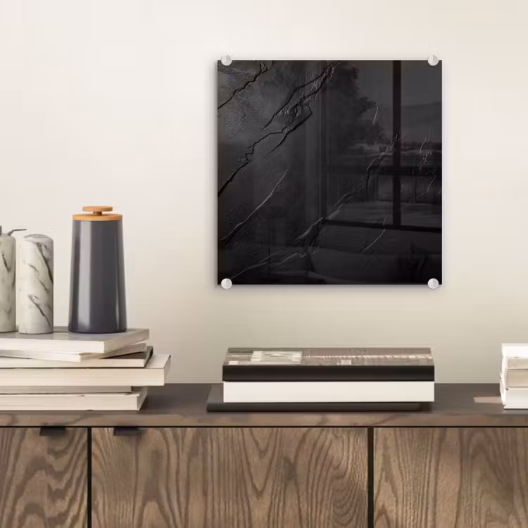 Glas schilderij - Zwart - Steen - Beton — 2