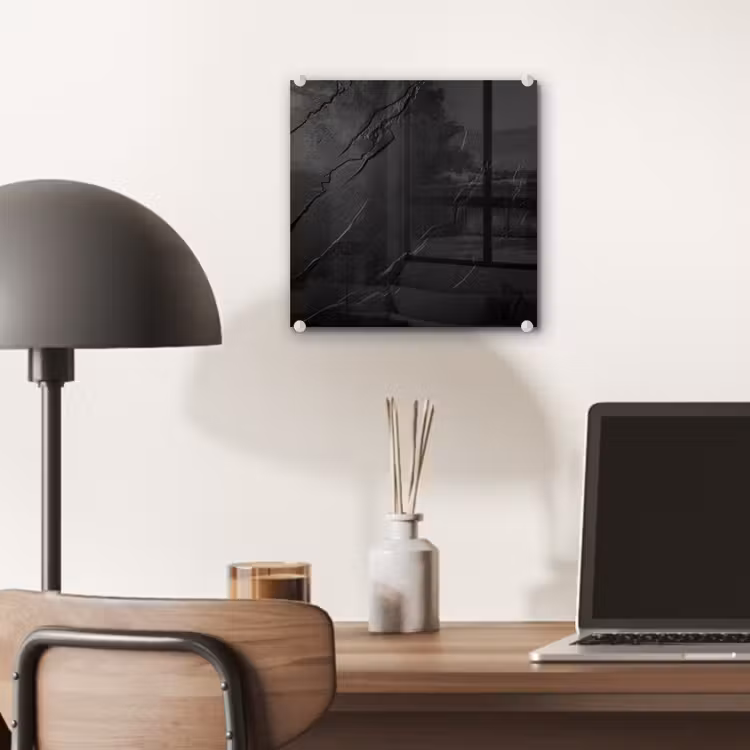 Glas schilderij - Zwart - Steen - Beton — 7