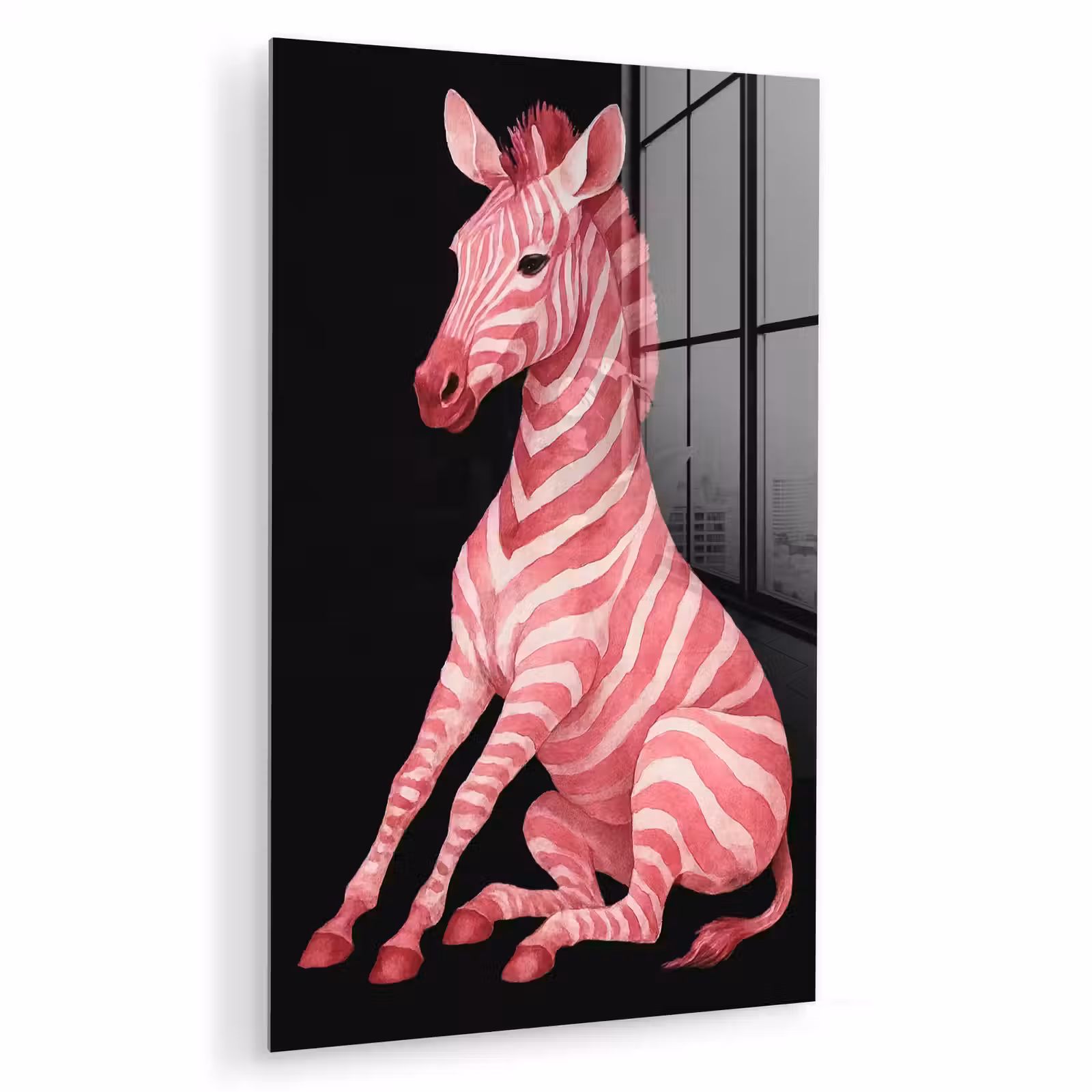 Glas schilderij - Zebra - Roze - Gestreept — 1